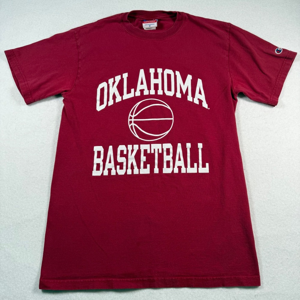 Champion Oklahoma Basketball T Shirt Mens Medium Crimson Red Sooners NCAA Tee